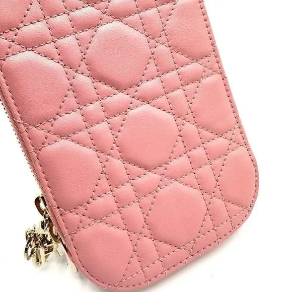 Dior Pink Cannage Champagne GHW Accessory Case Crossbody - Picture 7 of 8